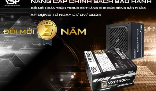 Thông báo về việc cập nhật chính sách bảo hành đổi mới 36 tháng cho nguồn máy tính VSP