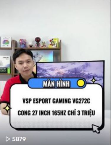 Màn hình cong VSP VG272C 27inch 165Hz kiểm soát ánh sáng xanh có tích hợp loa ESport Gaming màu đen