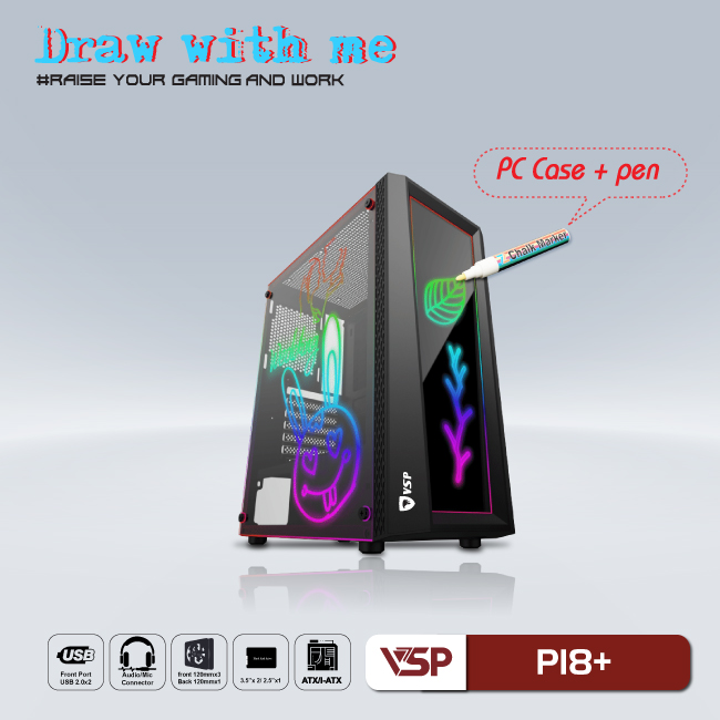 Case gaming kèm bút vẽ dạ quang P18+