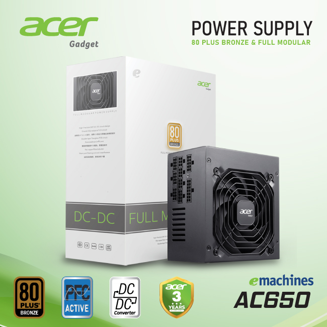 Bộ nguồn 80 Plus Bronze Acer AC650 