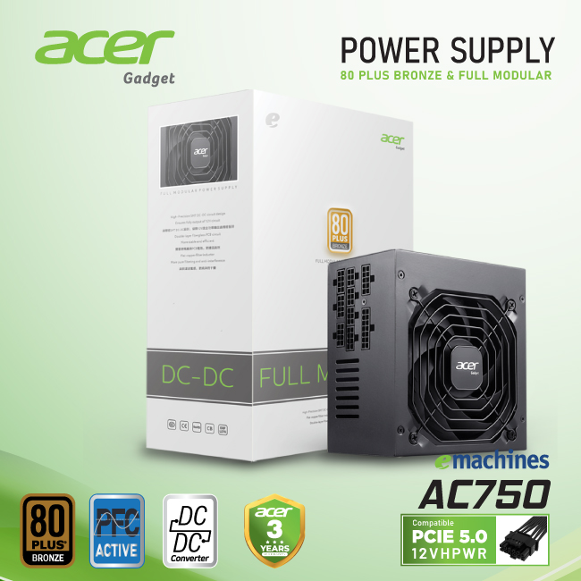 Bộ nguồn 80 Plus Bronze Acer AC750