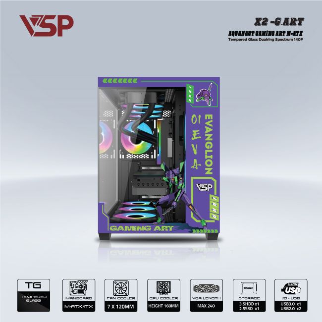 Vỏ Case máy tính VSP X2 - G.ART  Đen 