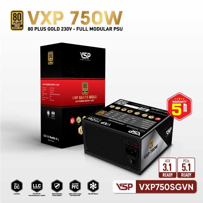 Bộ nguồn VSP VXP750SGVN - 80 Plus Gold - 750W - Full modular