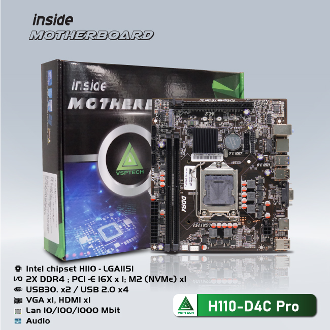 BO MẠCH CHỦ | MAINBOARD VSPTECH H110 D4C PRO NVMe