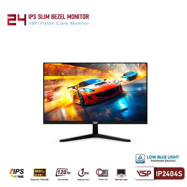 Màn hình VSP IPS 24inch tràn viền IP2404S - Đen