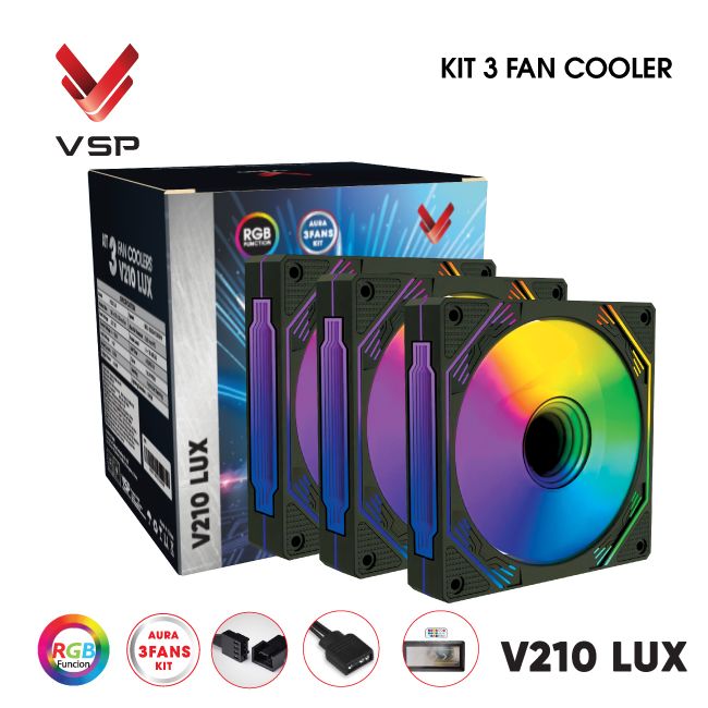 Fan Case VSP V210 LUX (Bộ 3 quạt 120mm + Hub )
