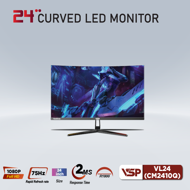 Màn hình cong 24inch 2ms 75Hz VSP VL24(CM2410Q) - Đen