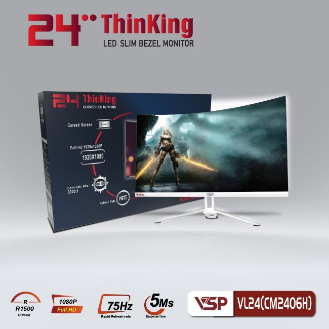 Màn hình LED cong 24inch VL24(CM2406H) Full HD màu trắng