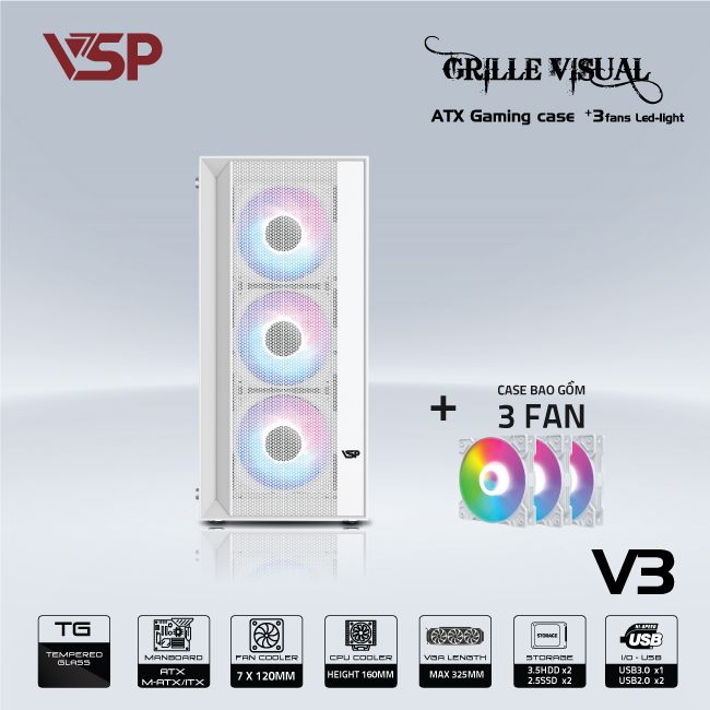 VỎ CASE MÁY TÍNH VSP V3 - TRẮNG