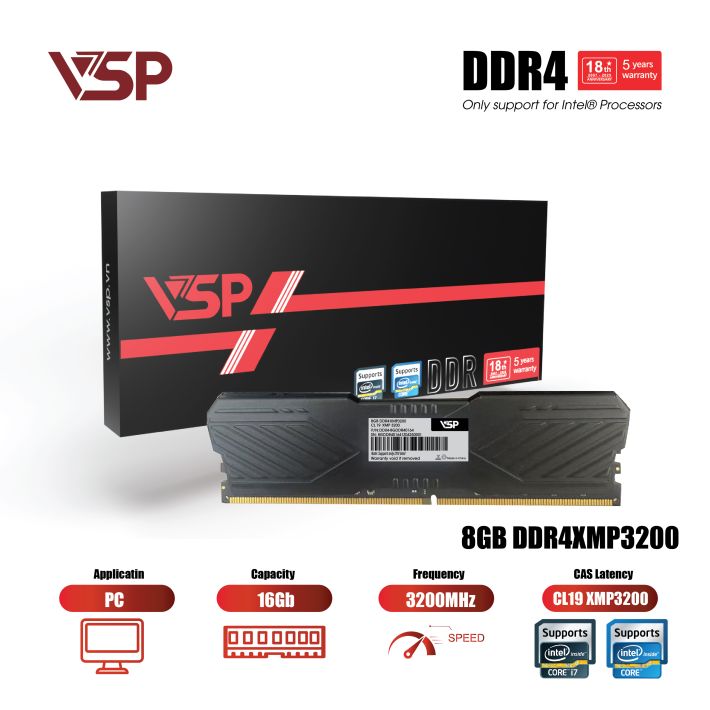 Ram PC VSP DDR4 8Gb - 3200MHz  (only support Intel)