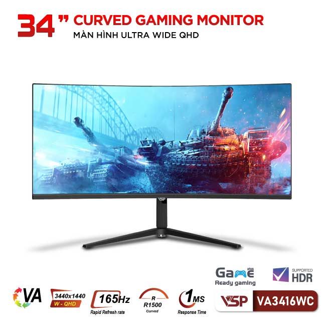 MÀN HÌNH CONG ULTRAWIDE GAMING VSP VA3416WC 165Hz