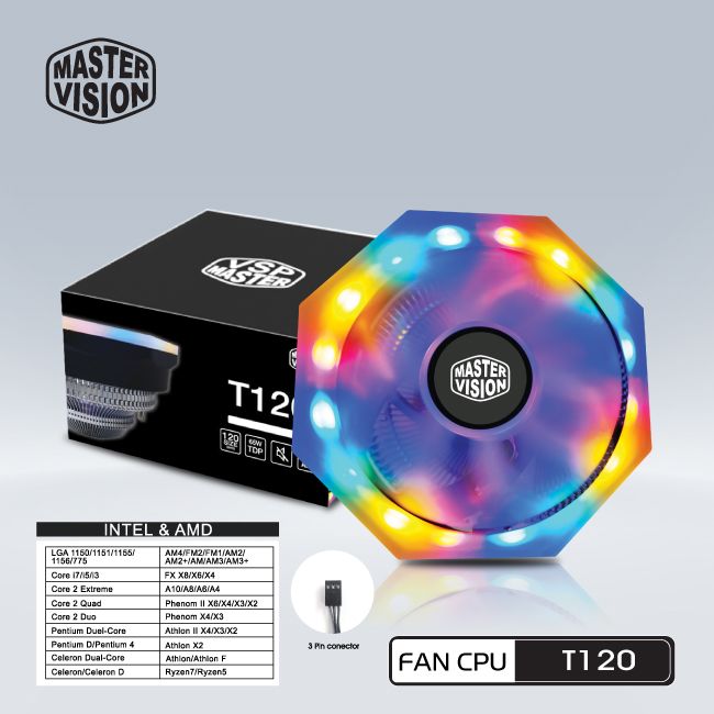 Quạt tản nhiệt CPU MASTER VISION T120 LED