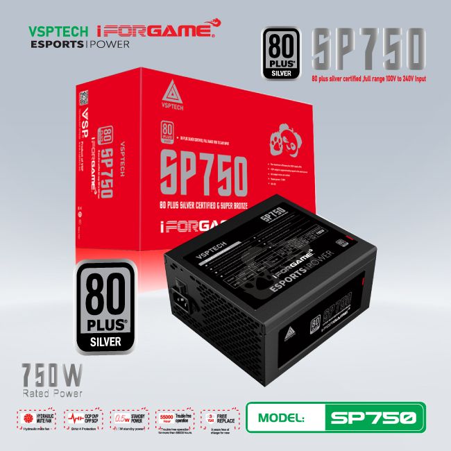 Bộ nguồn máy tính VSPTECH - iForgame SP750W 80PLUS SILVER