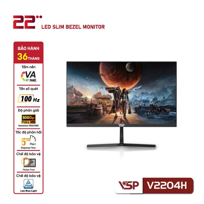 Màn hình phẳng VSP V2204H - 100Hz - ĐEN