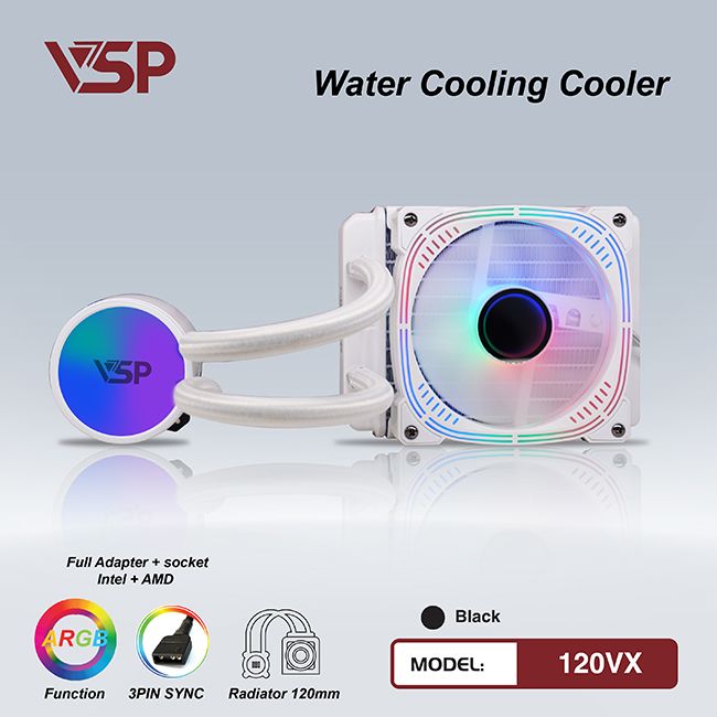 Tản nhiệt nước heatsink CPU cooler 120VX - Trắng