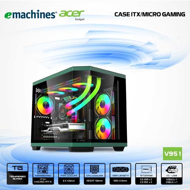 VỎ CASE ACER V951 BLK M-ATX GAMING - BLACK