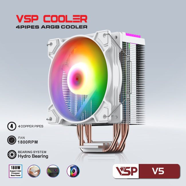 Tản nhiệt CPU VSP Cooler V5 - Trắng