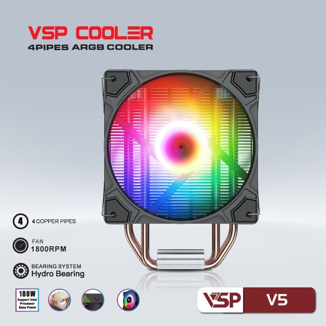 Tản nhiệt CPU VSP Cooler V5 - Đen