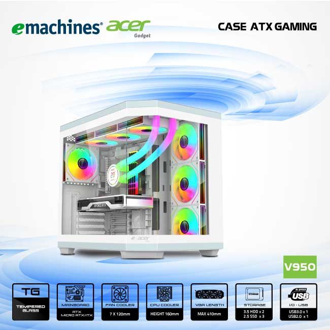 VỎ CASE ACER V950 BLK ATX GAMING - WHITE