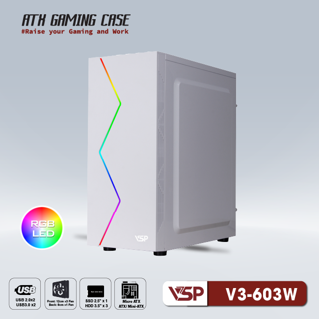 Vỏ Case Máy Tính VSP V3-603W - Trắng