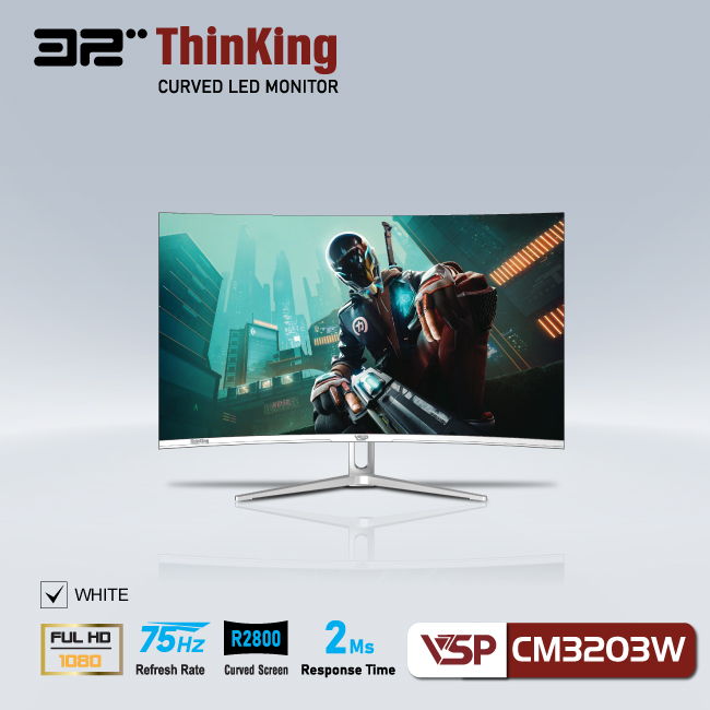 Màn hình cong 32inch VSP ThinKing Master Gaming VL32(CM3203W) - Trắng