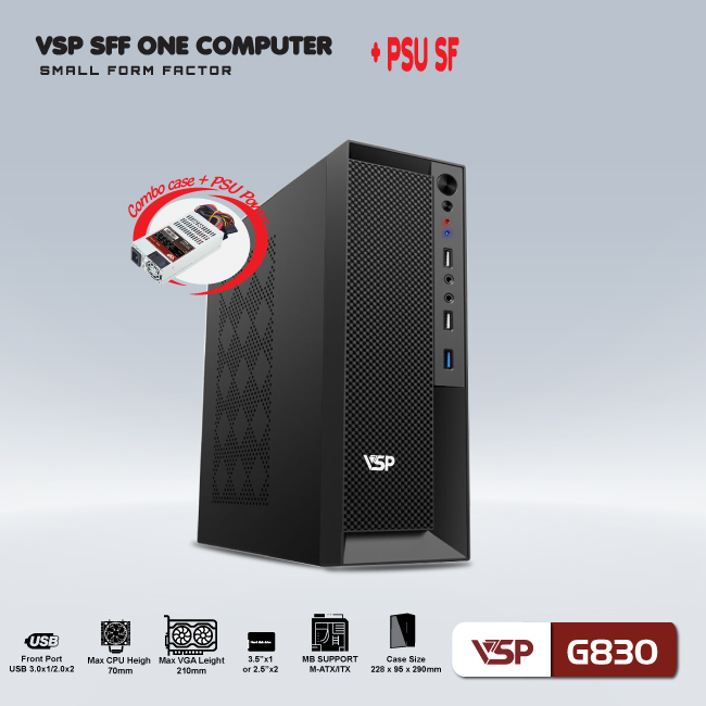 Combo Vỏ Case Máy Tính VSP SFF + Nguồn 550W - G830