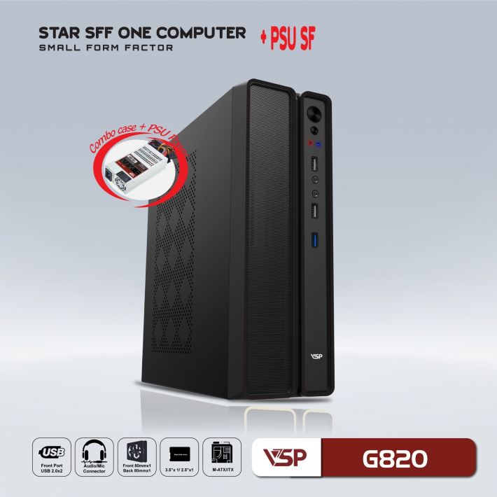 Combo Vỏ Case Máy Tính VSP SFF + Nguồn 200W - G820