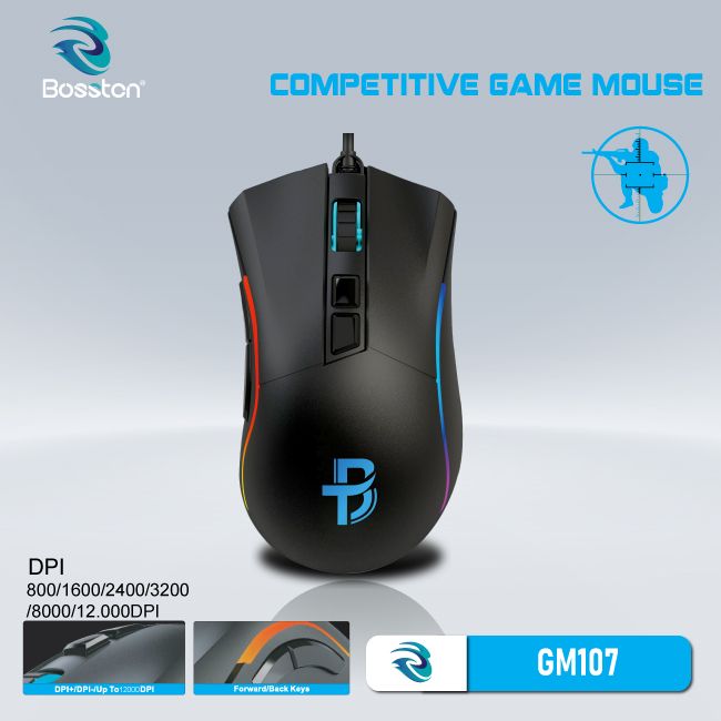 Chuột Bosston GM107 Gaming 12.000DPI (Màu Đen)