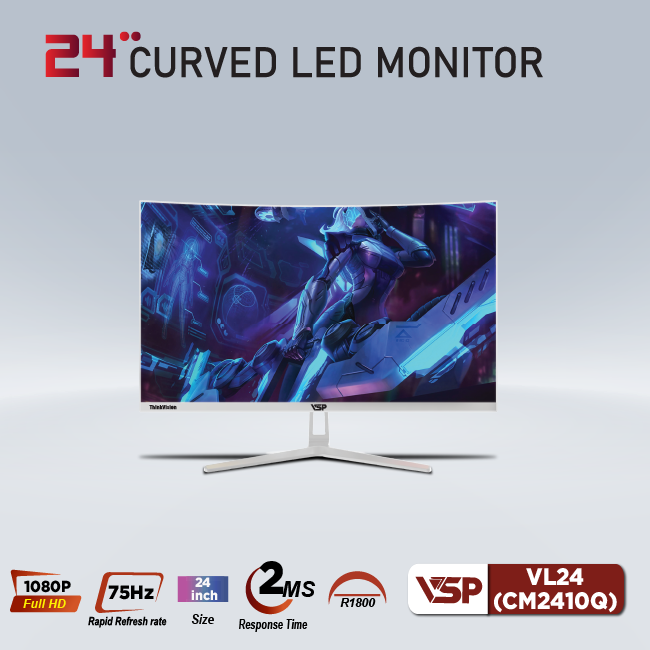 Màn hình cong VSP 24inch 2ms 75 Hz VL24(CM2410Q) màu trắng