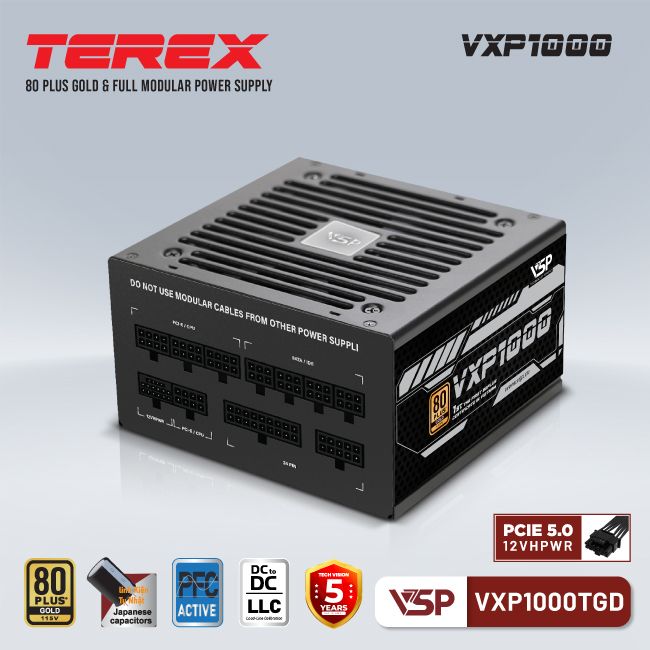 Bộ nguồn VSP TEREX VXP1000TGD - 80 Plus Gold - 1000W