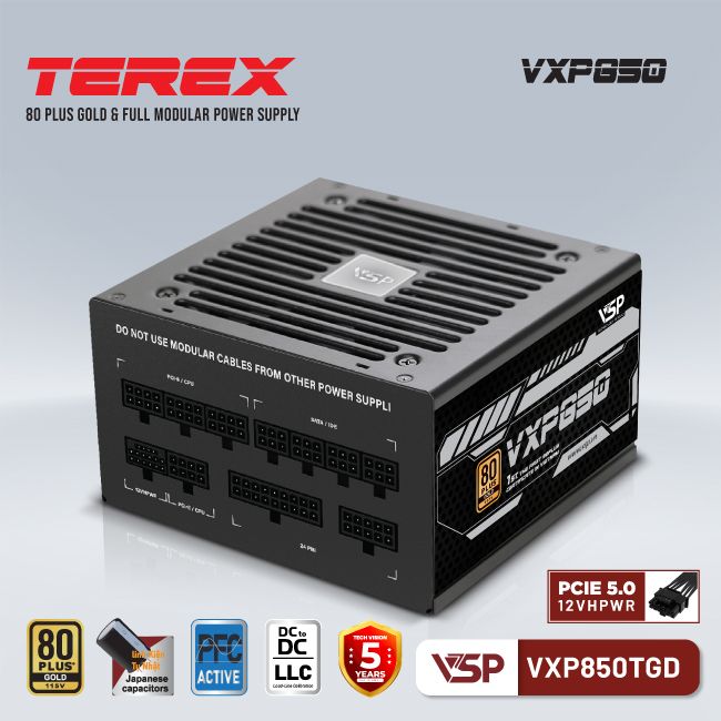 Bộ nguồn VSP TEREX VXP850TGD - 80 Plus Gold - 850W 