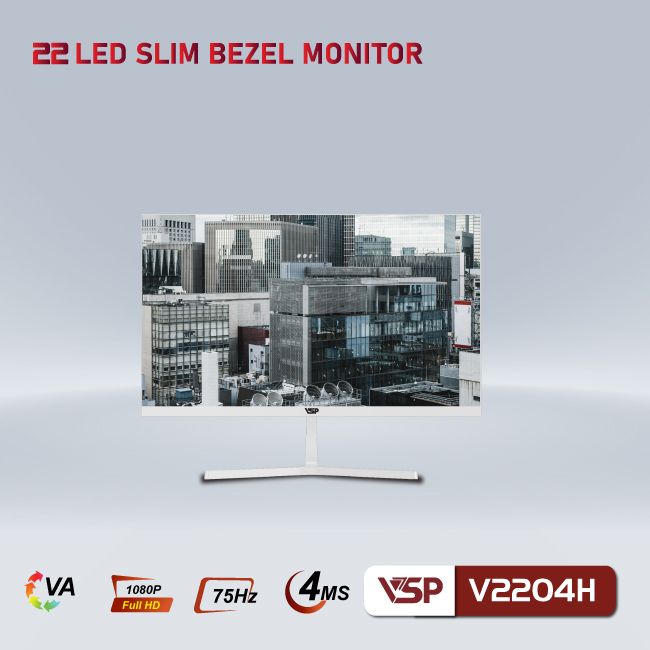 Màn hình phẳng LED VSP 22inch tràn viền V2204H - Trắng