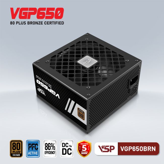 Bộ nguồn VSP VGP650BRN - 80Plus Bronze - 650W