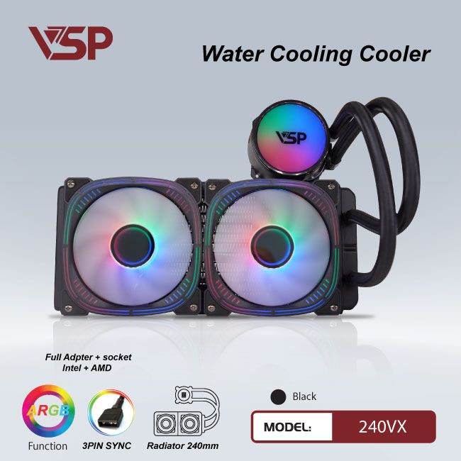 Tản nhiệt nước heatsink CPU cooler 240VX - Đen