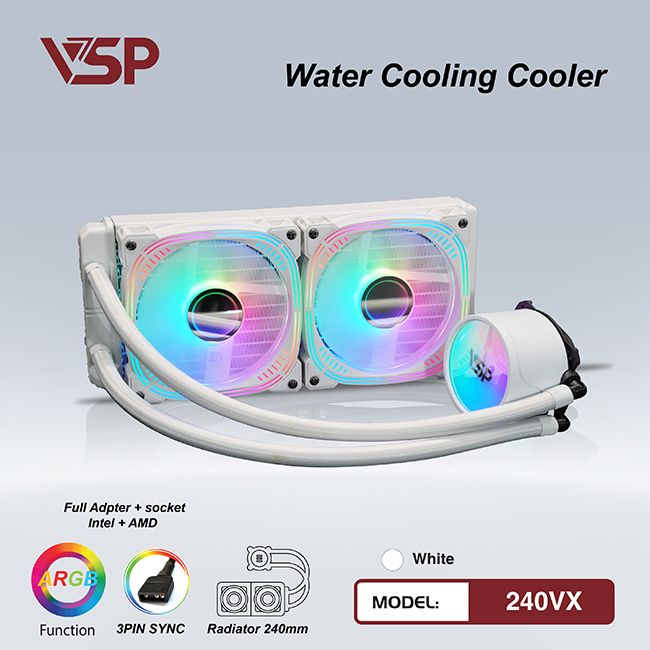 Tản nhiệt nước heatsink CPU cooler 240VX - Trắng