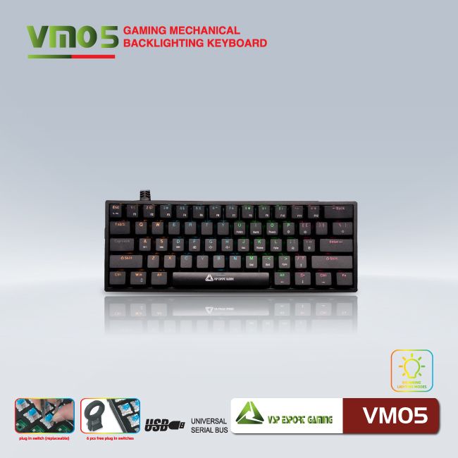 Bàn phím VSP eSport Gaming VM05 Đen