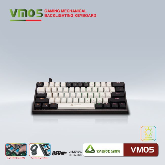    Bàn phím VSP eSport Gaming VM05 Đen - Xám