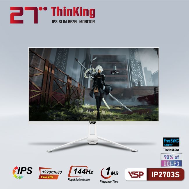 Màn hình VSP IPS esport gaming 27inch tràn viền IP2703S - Trắng FULL HD