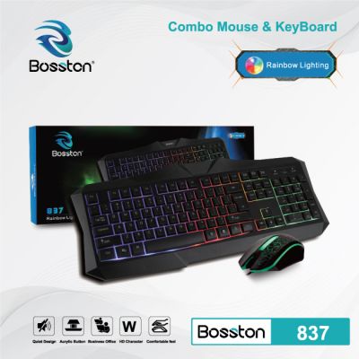 Combo Phím + Chuột Bosston 837 Đèn Led 7 Màu