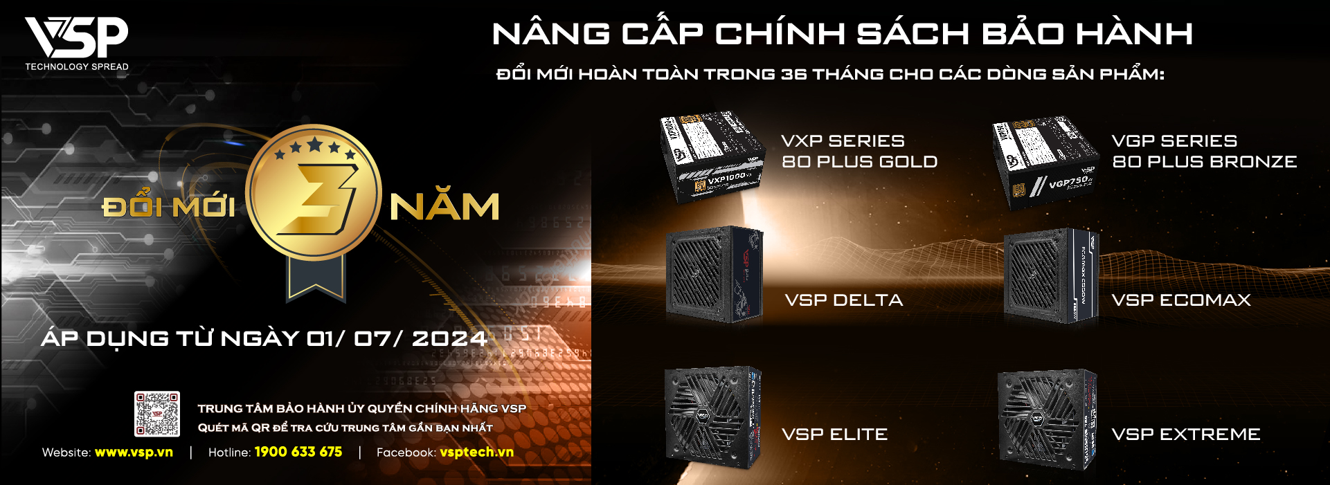 Cập nhật CS bảo hành đổi mới 36 tháng nguồn VSP